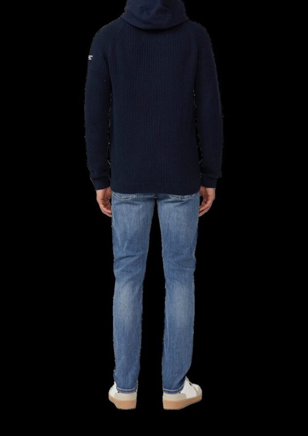 Fabricmix-Strickjacke mit Kapuze und sportiven Details