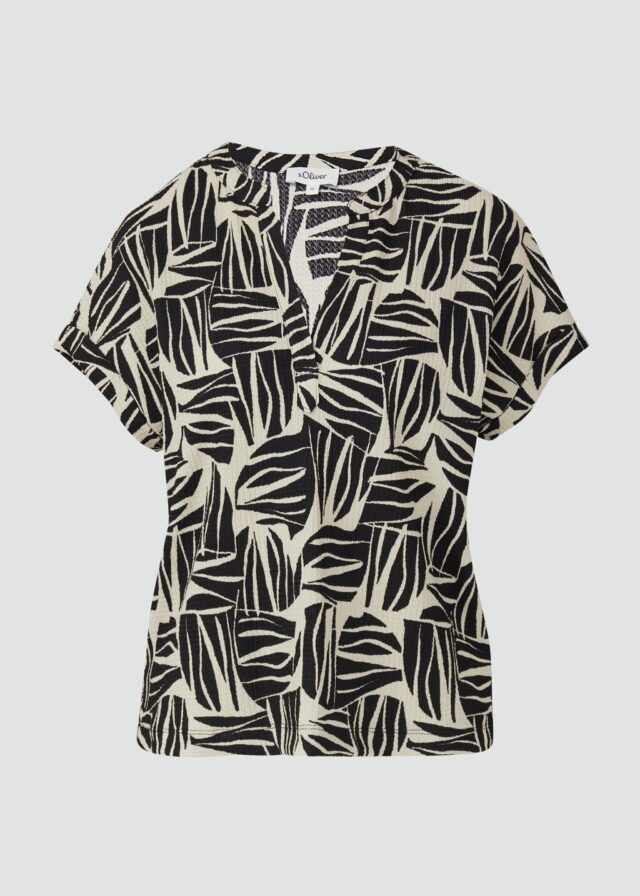Strukturiertes Blusenshirt im Relaxed Fit