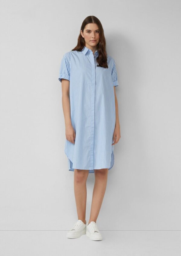 Lässiges Popeline-Kleid mit Hemdkragen und Eingrifftaschen