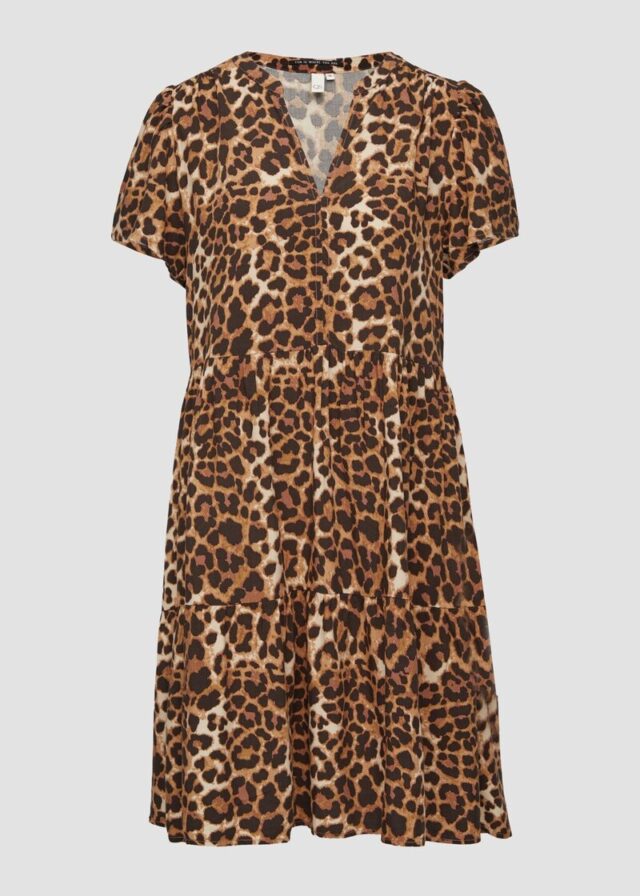 Kurzes Viskosekleid mit All-over-Print