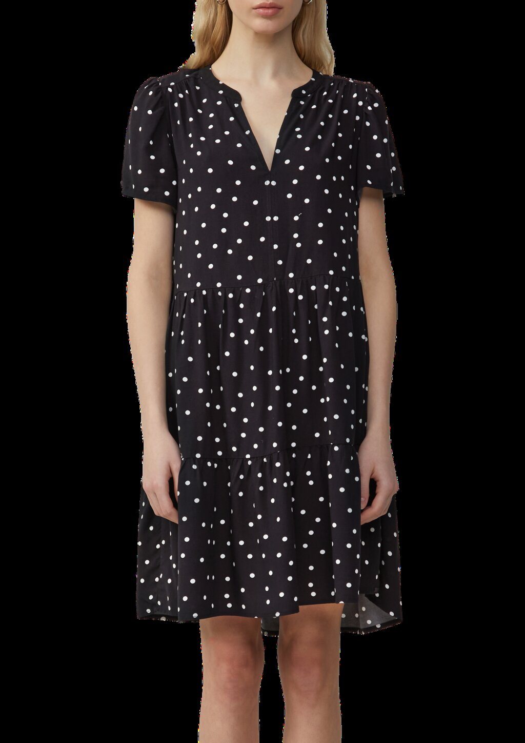 Kurzes Viskosekleid mit All-over-Print