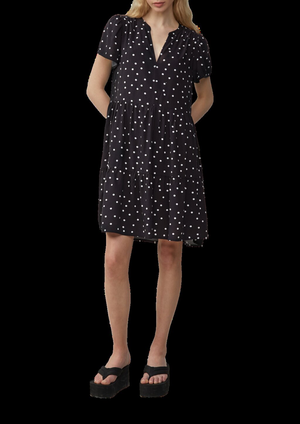 Kurzes Viskosekleid mit All-over-Print