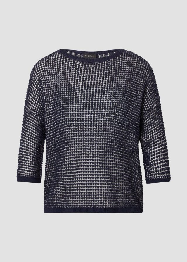 Lockerer Strickpullover in Bicolor-Optik mit U-Boot-Ausschnitt