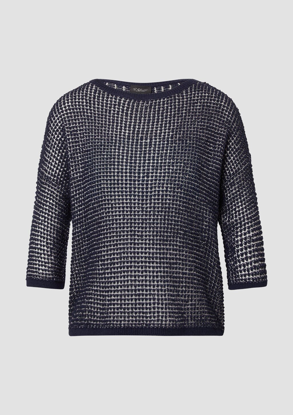 Lockerer Strickpullover in Bicolor-Optik mit U-Boot-Ausschnitt