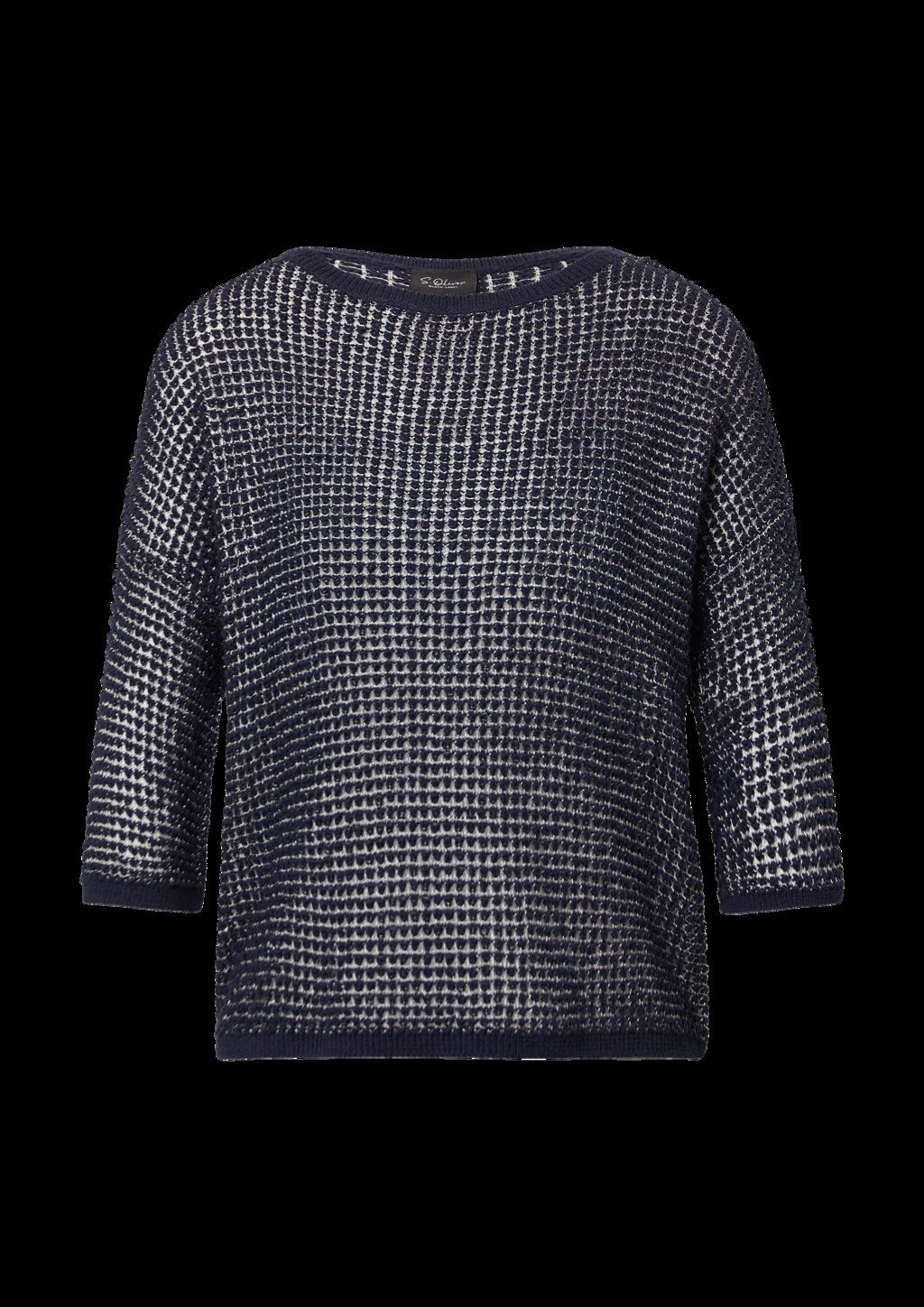 Lockerer Strickpullover in Bicolor-Optik mit U-Boot-Ausschnitt