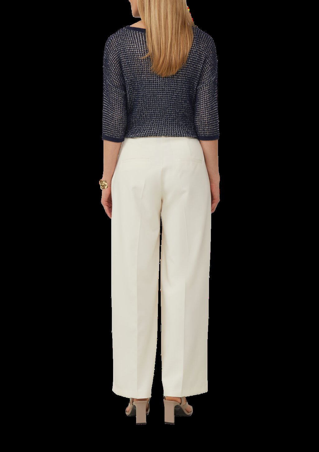 Lockerer Strickpullover in Bicolor-Optik mit U-Boot-Ausschnitt