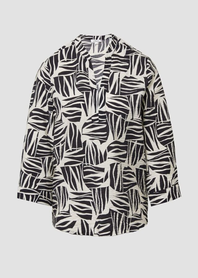 Bluse aus strukturiertem Viskosemix mit All-over-Print