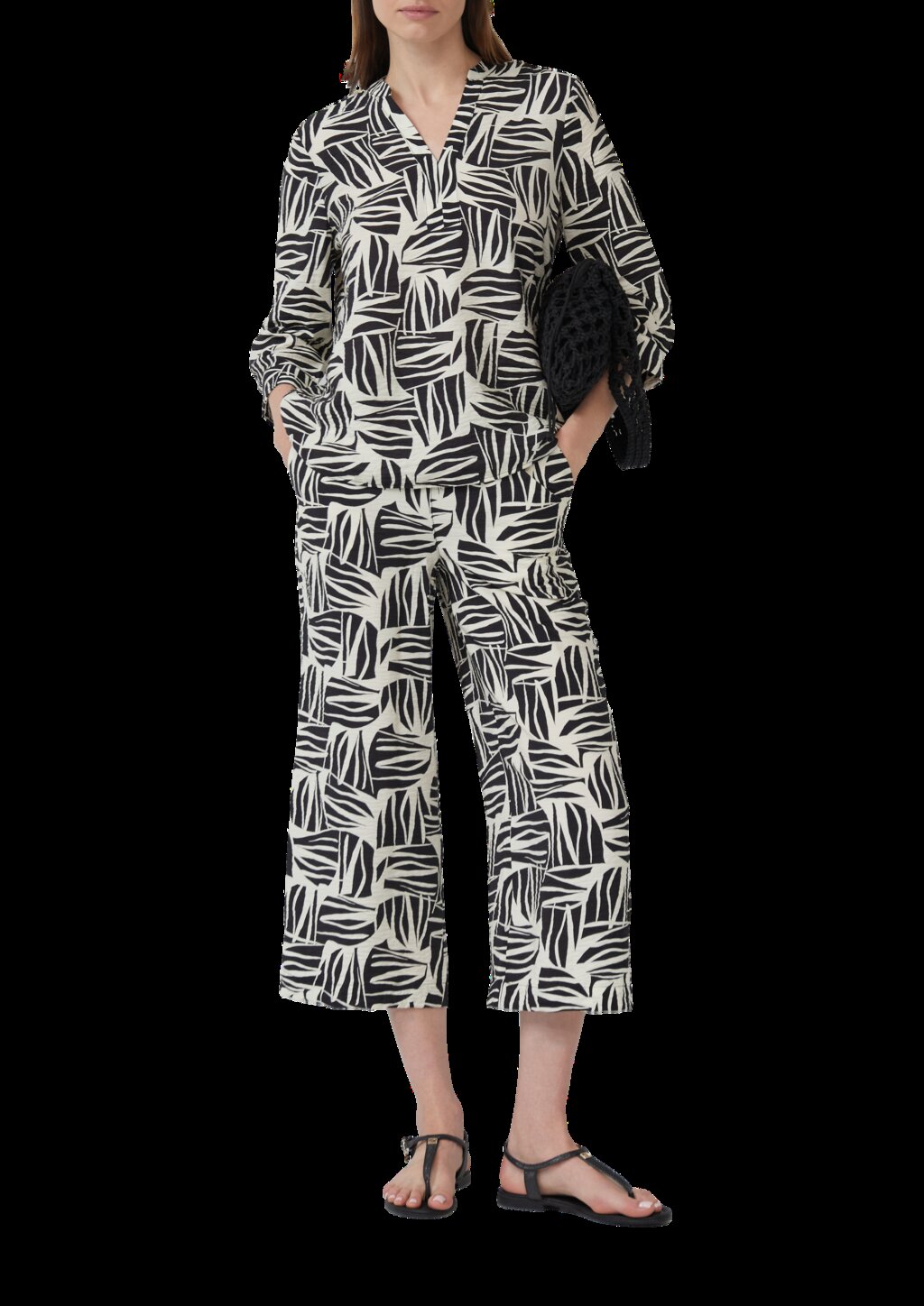 Bluse aus strukturiertem Viskosemix mit All-over-Print