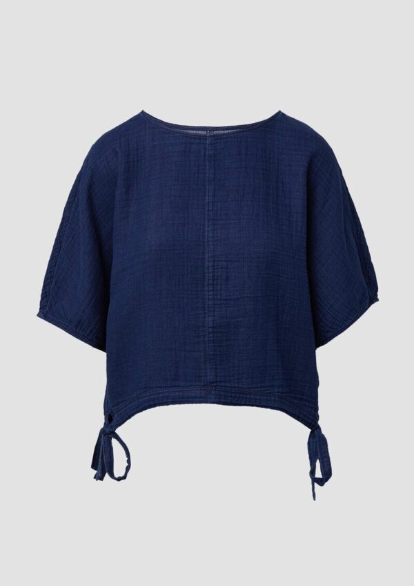 Indigo dyed Bluse mit kurzen Fledermausärmeln