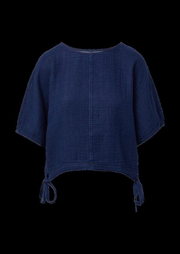 Indigo dyed Bluse mit kurzen Fledermausärmeln