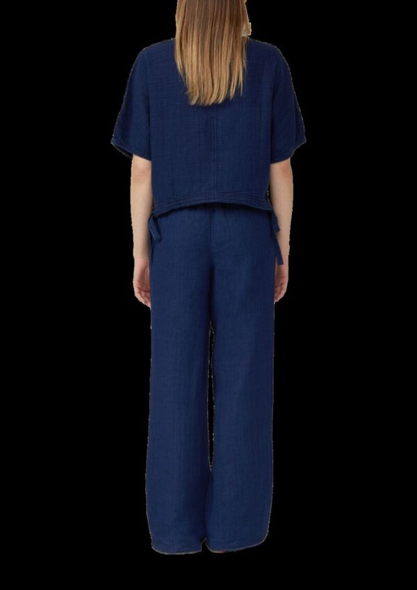 Indigo dyed Bluse mit kurzen Fledermausärmeln