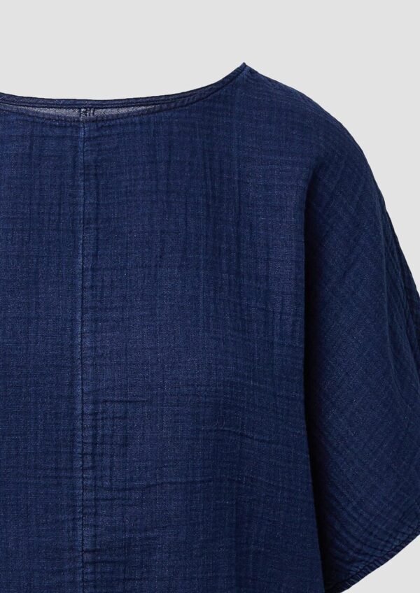 Indigo dyed Bluse mit kurzen Fledermausärmeln