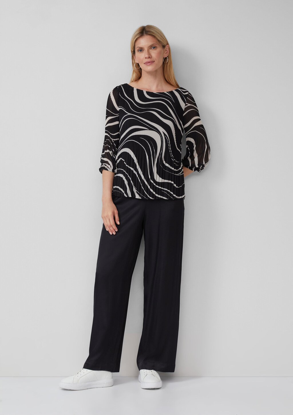 Plissierte Bluse mit All-over-Print