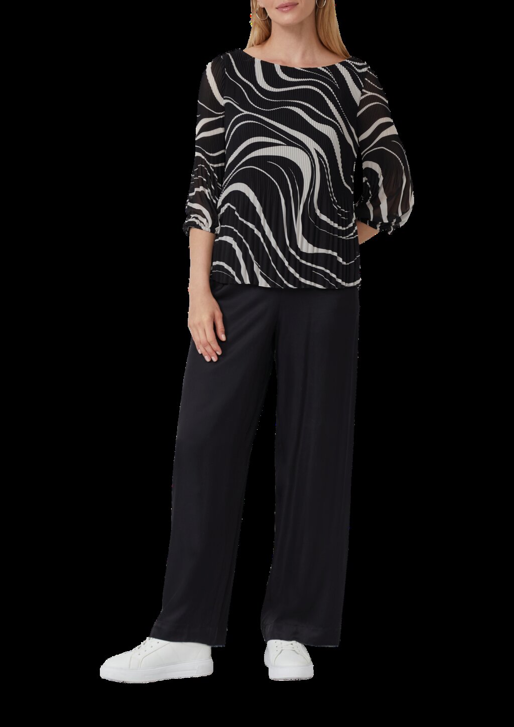 Plissierte Bluse mit All-over-Print