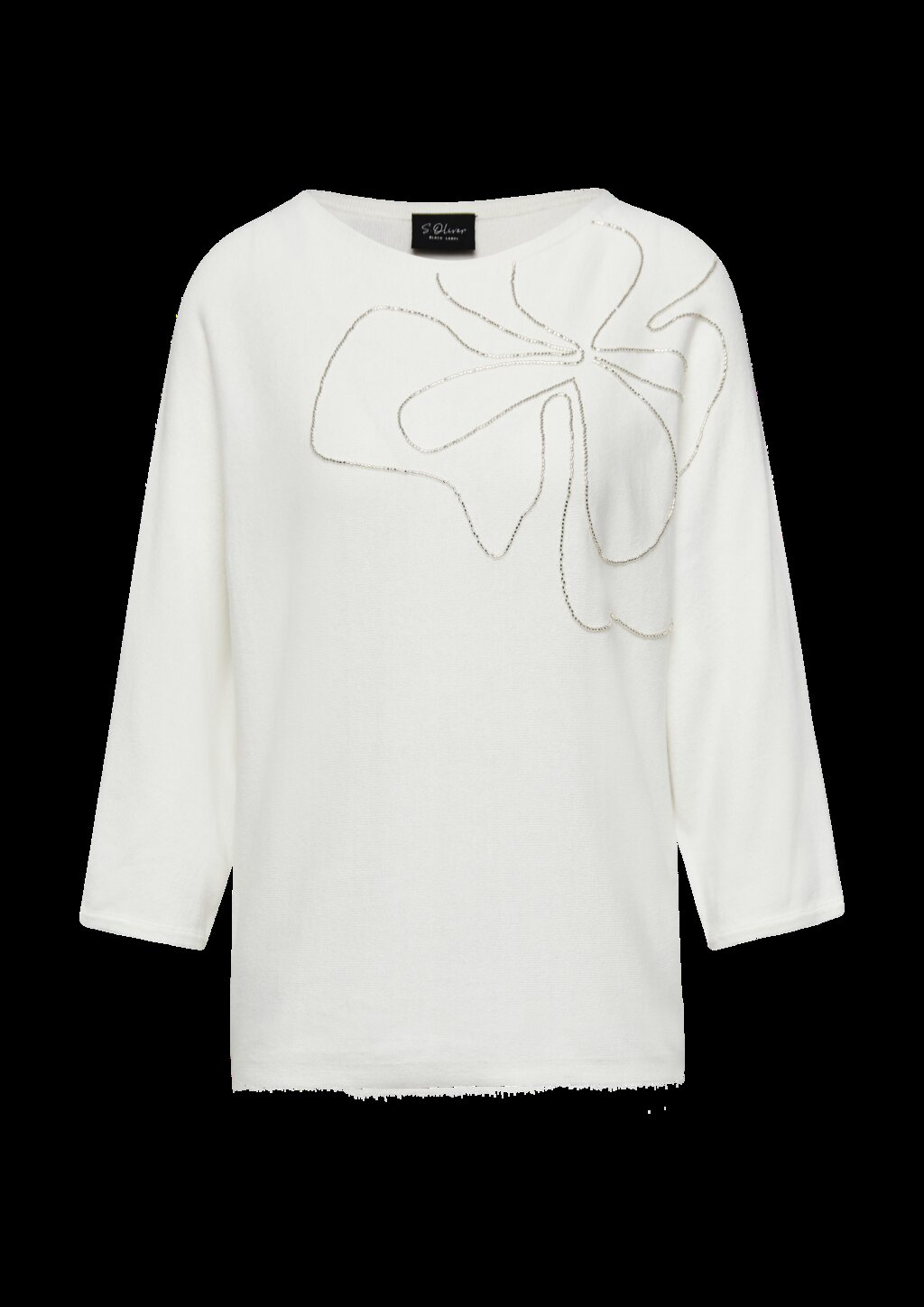 Strickpullover mit Fledermausärmeln und Schmuckperlen