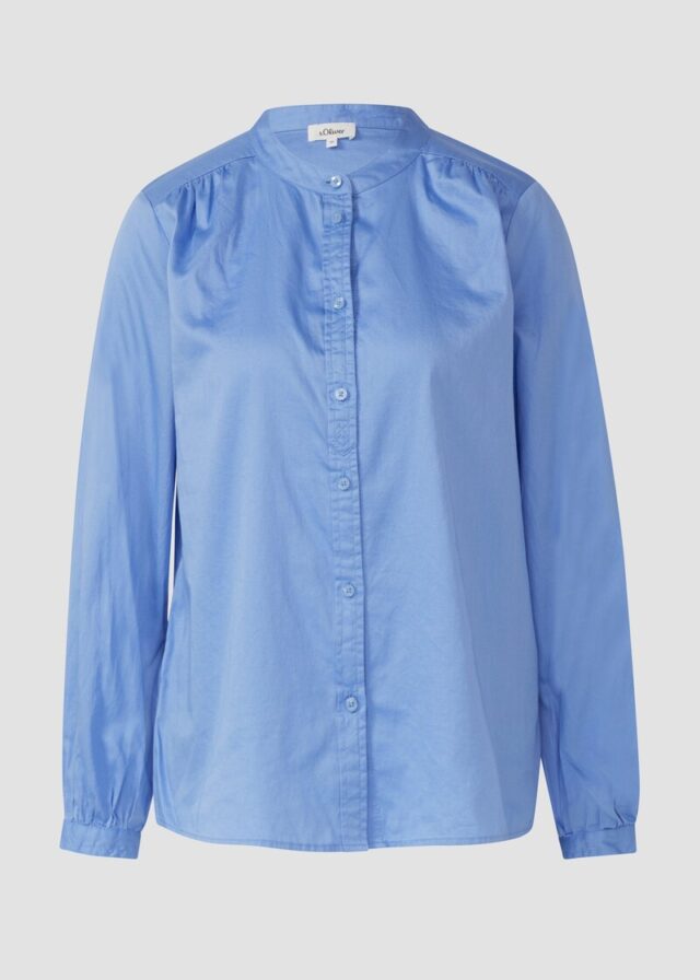 Stehkragen-Bluse aus leichtem Baumwoll-Satin