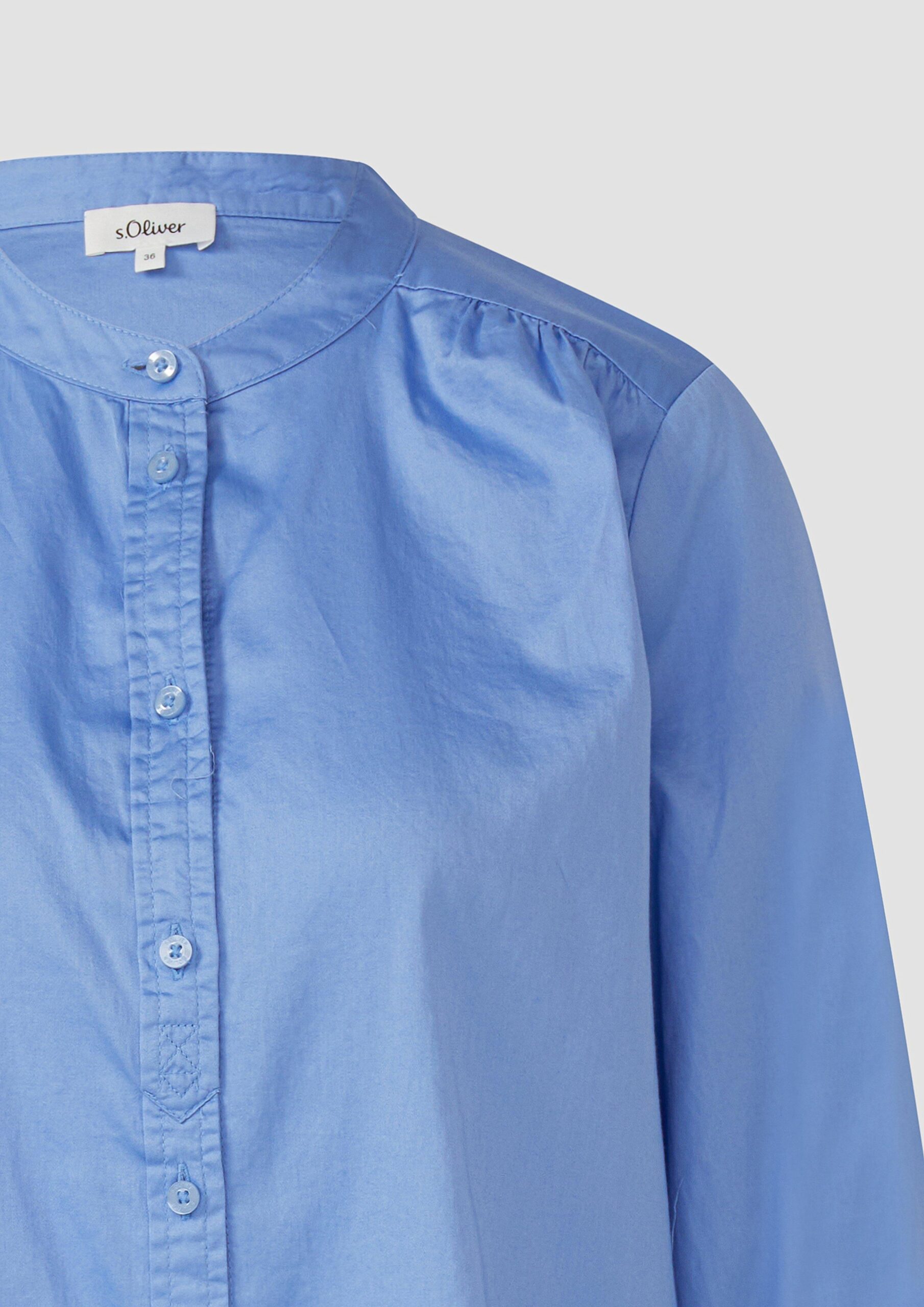 Stehkragen-Bluse aus leichtem Baumwoll-Satin