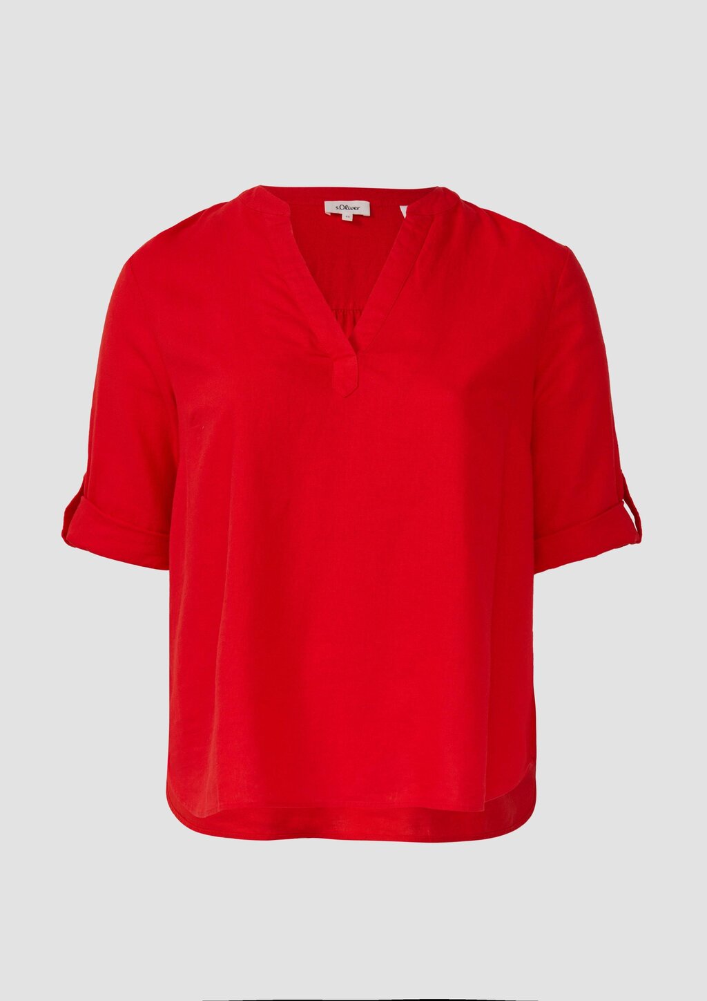 Leinenmix-Bluse mit Turn-up