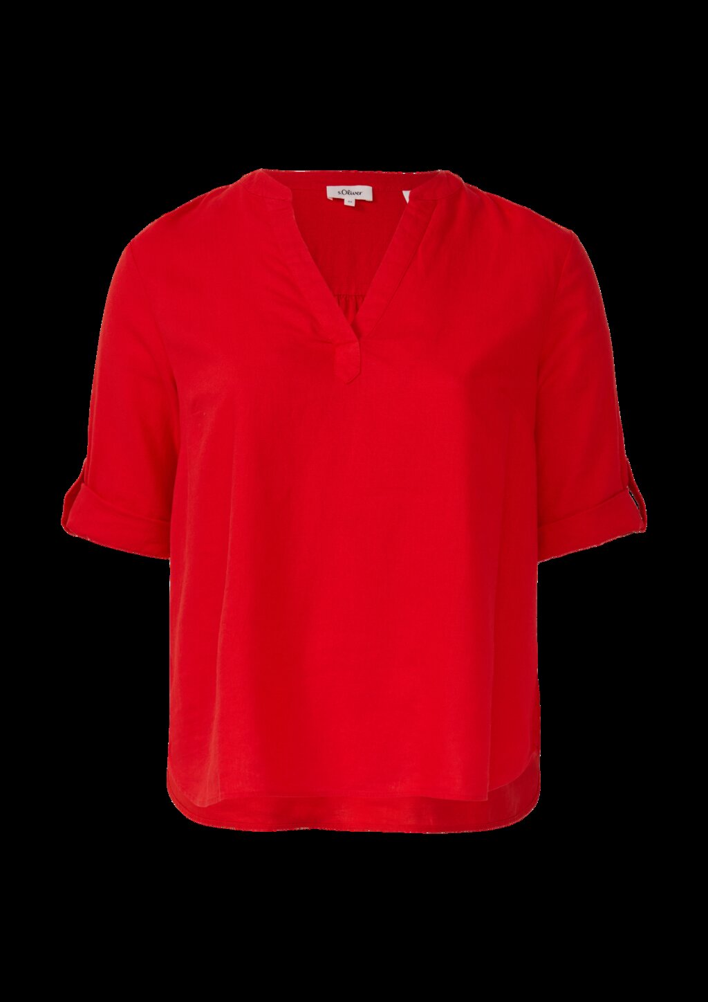 Leinenmix-Bluse mit Turn-up