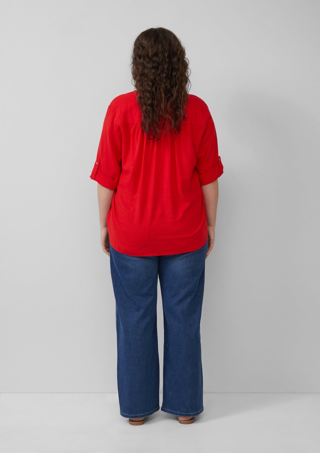 Leinenmix-Bluse mit Turn-up