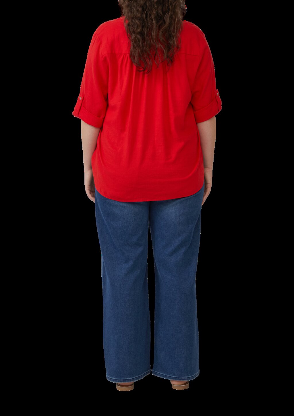 Leinenmix-Bluse mit Turn-up