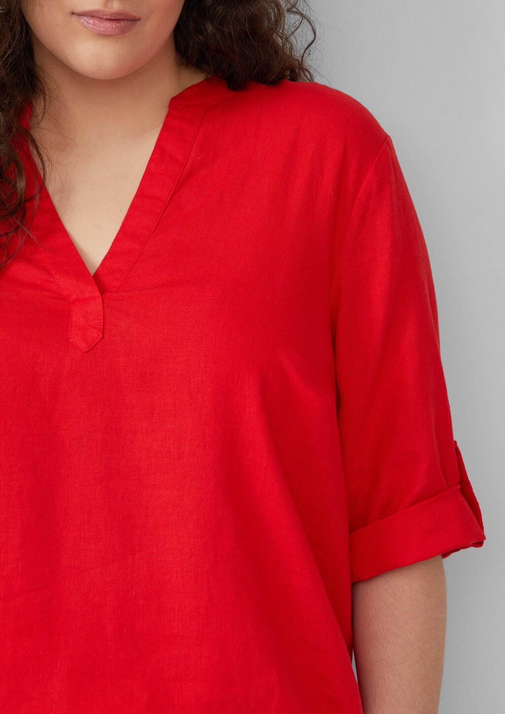 Leinenmix-Bluse mit Turn-up