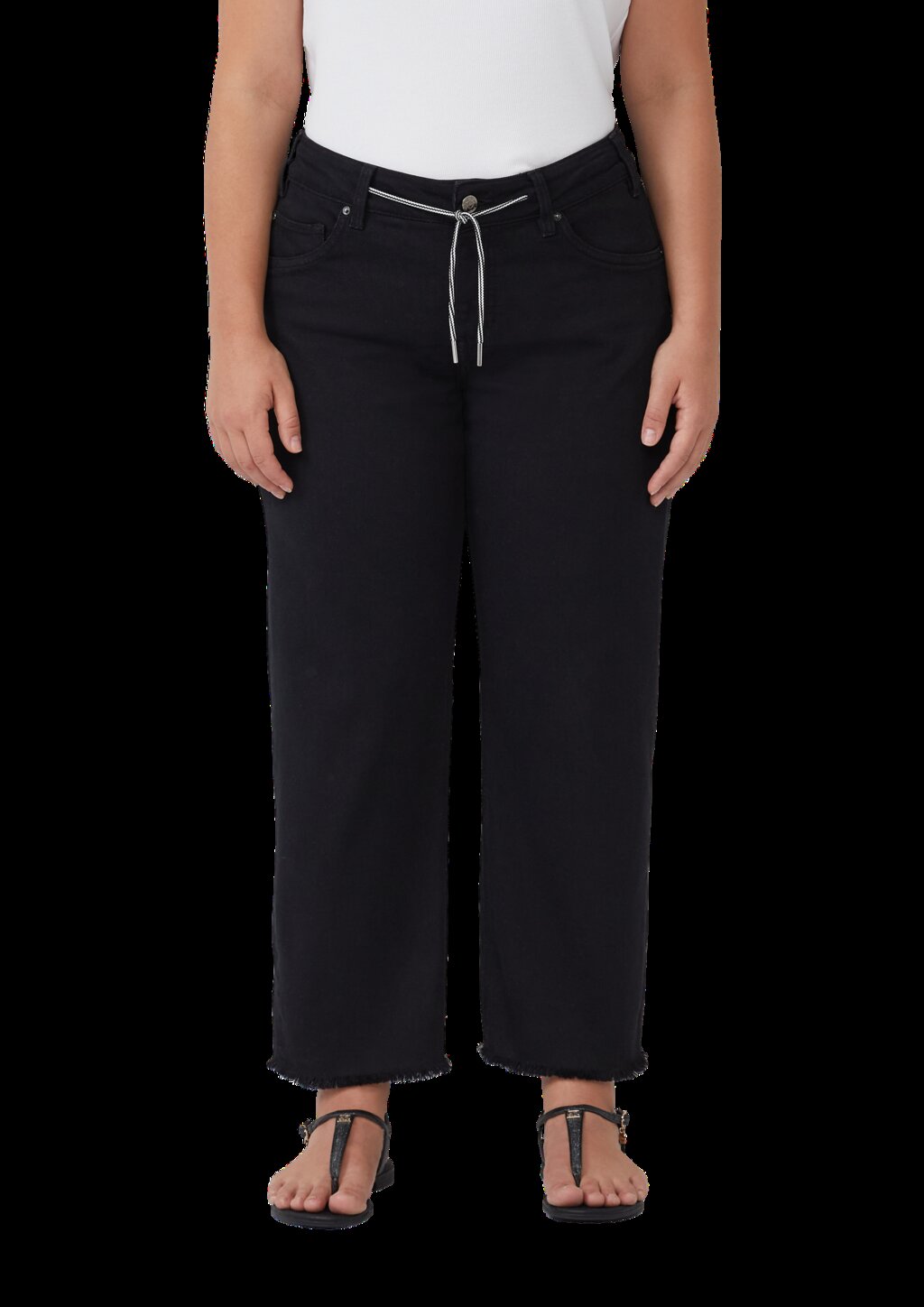 Cropped-Jeans / Straight Fit / Mid Rise / Straight Leg / offener Saum