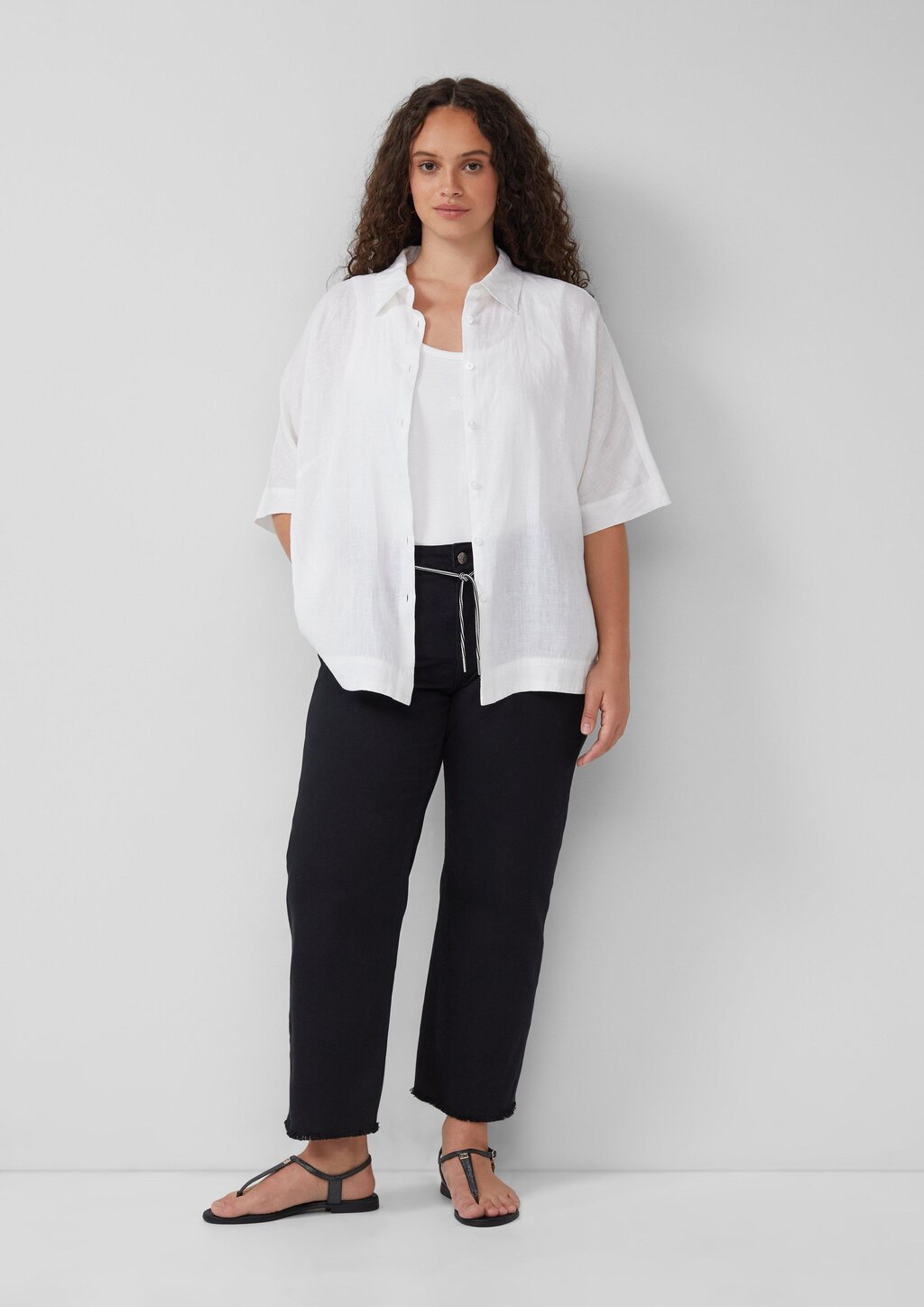 Cropped-Jeans / Straight Fit / Mid Rise / Straight Leg / offener Saum