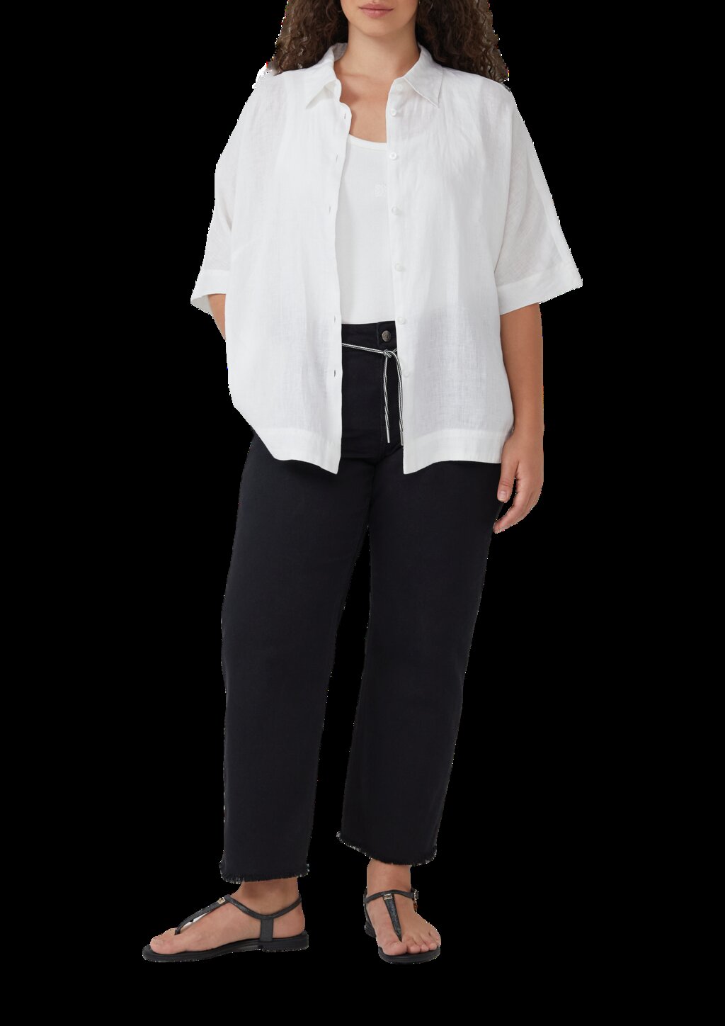 Cropped-Jeans / Straight Fit / Mid Rise / Straight Leg / offener Saum