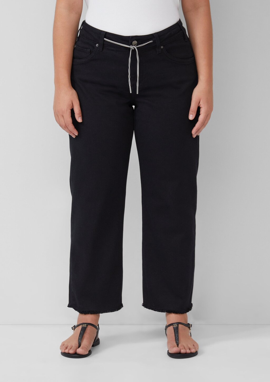 Cropped-Jeans / Straight Fit / Mid Rise / Straight Leg / offener Saum