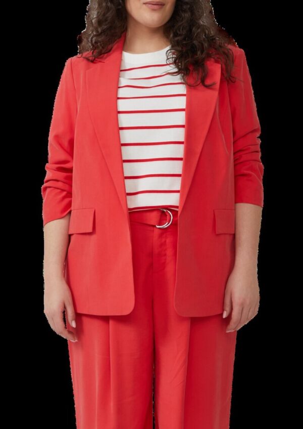 Langer Blazer aus Viskosemix mit Raff-Detail am Ärmel