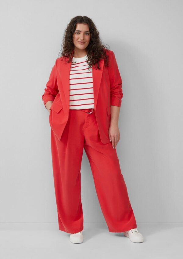 Langer Blazer aus Viskosemix mit Raff-Detail am Ärmel