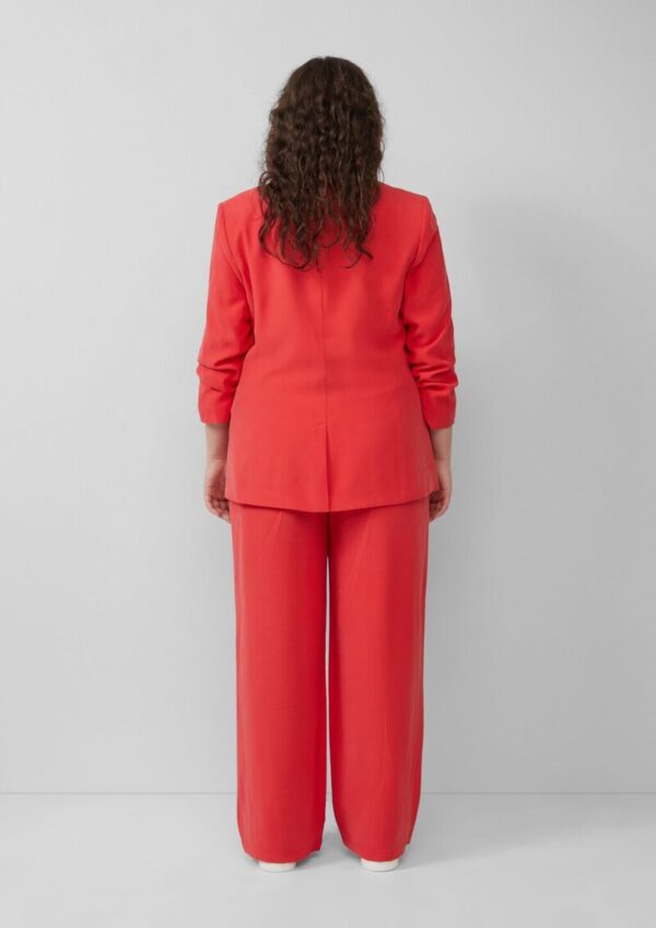 Langer Blazer aus Viskosemix mit Raff-Detail am Ärmel