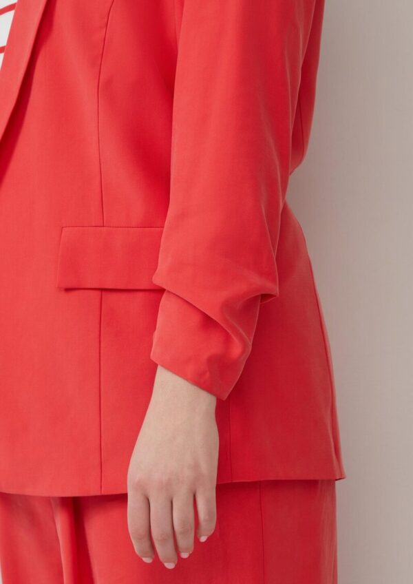 Langer Blazer aus Viskosemix mit Raff-Detail am Ärmel