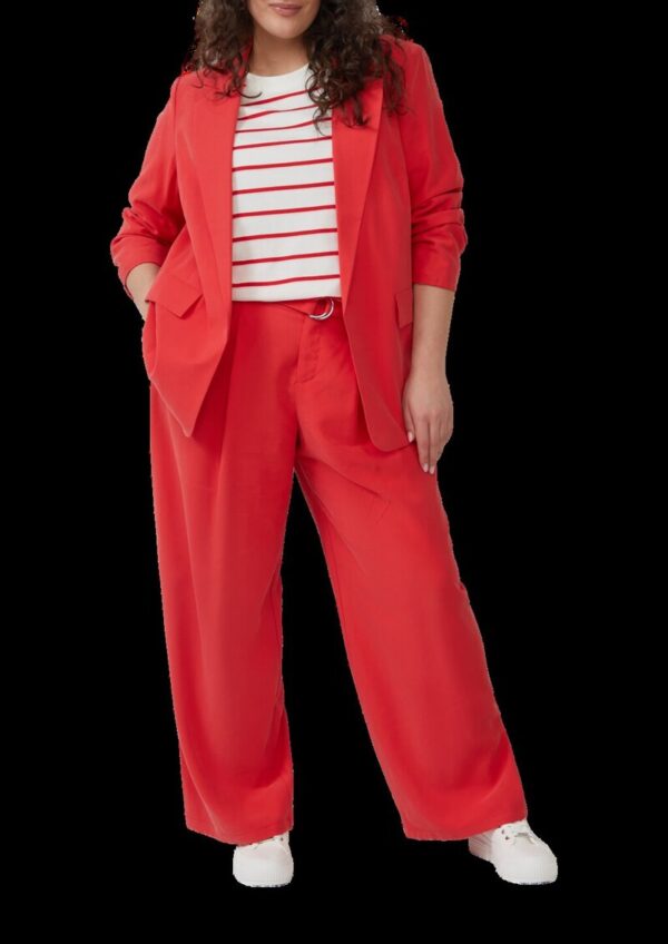 Langer Blazer aus Viskosemix mit Raff-Detail am Ärmel