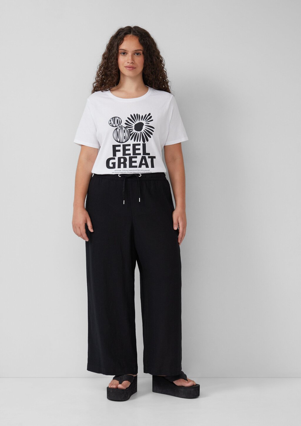 Wide Leg-Hose aus Leinenmix