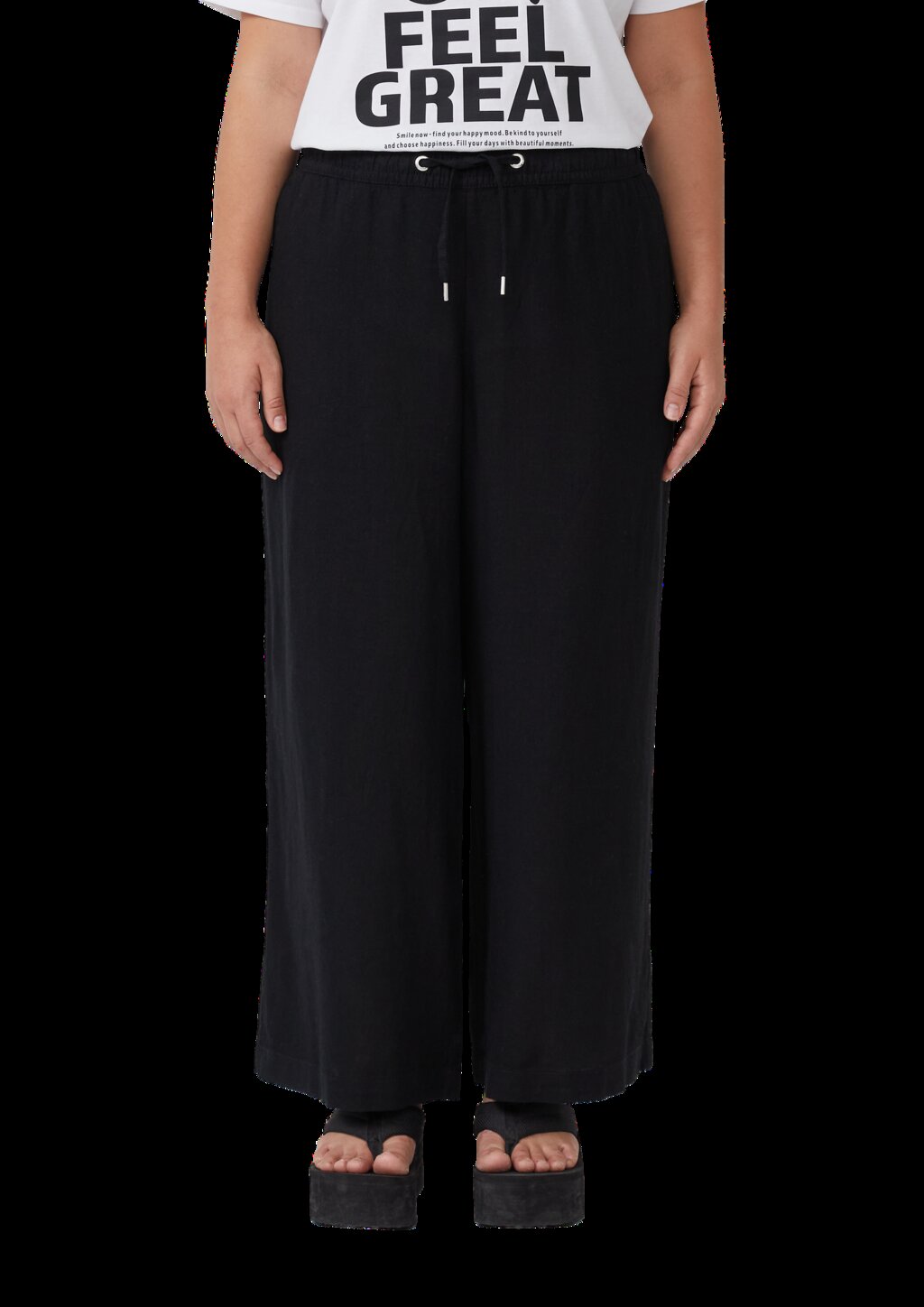 Wide Leg-Hose aus Leinenmix