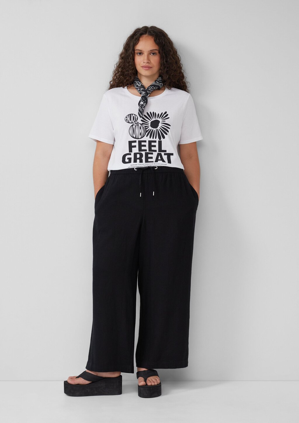 Wide Leg-Hose aus Leinenmix