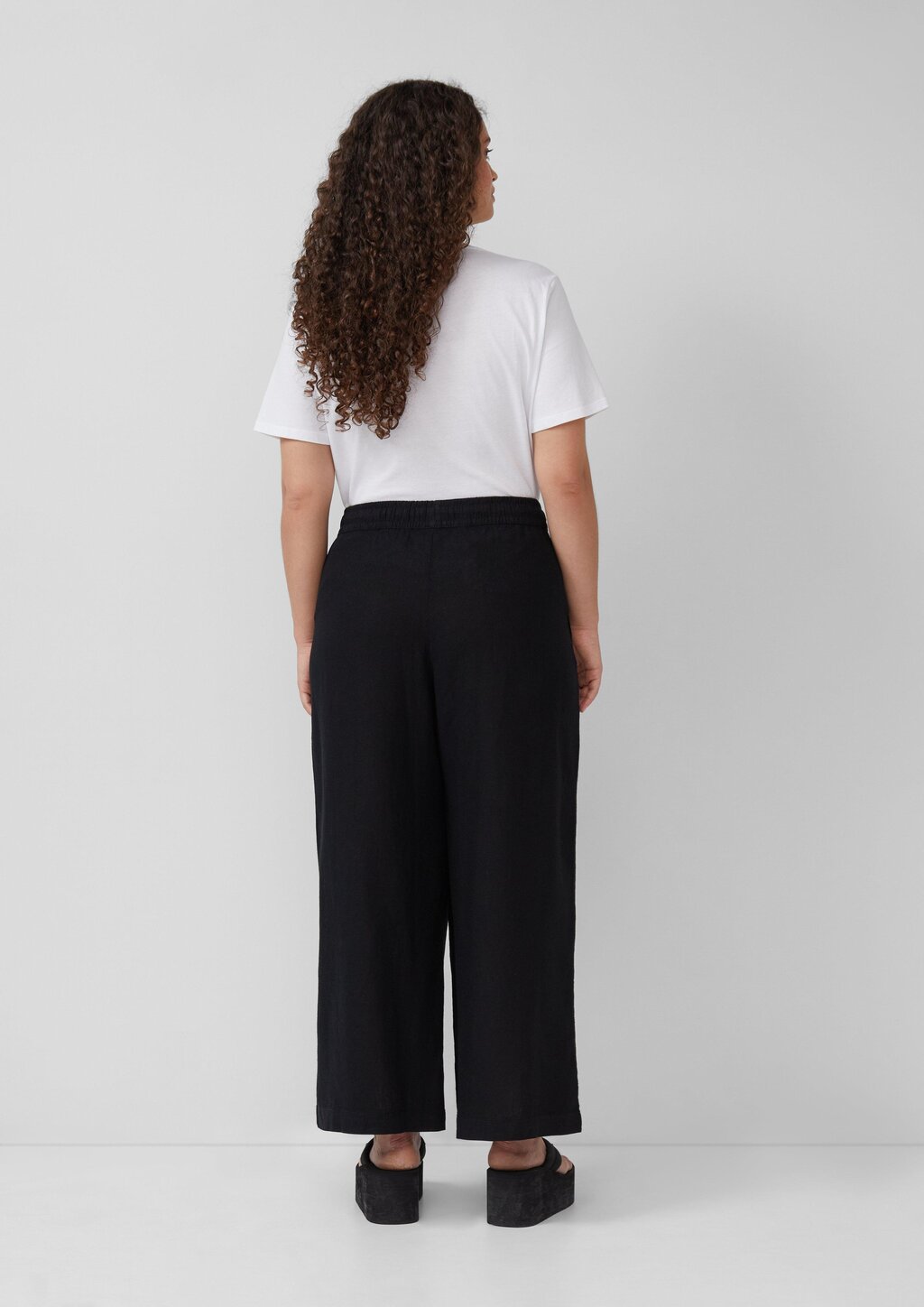 Wide Leg-Hose aus Leinenmix