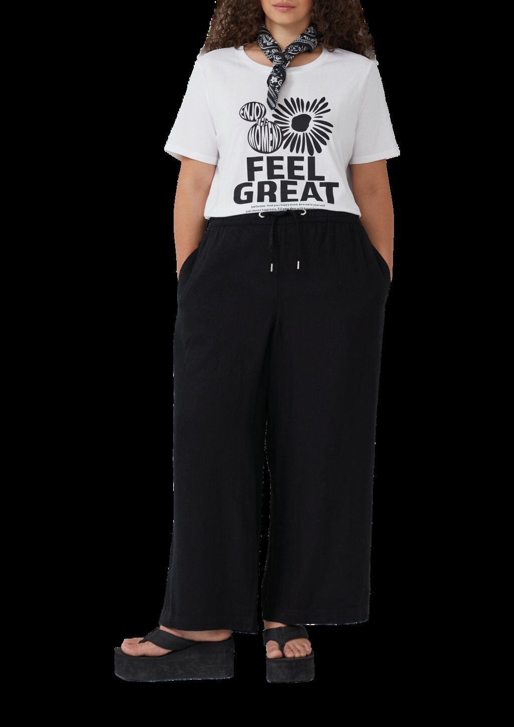 Wide Leg-Hose aus Leinenmix