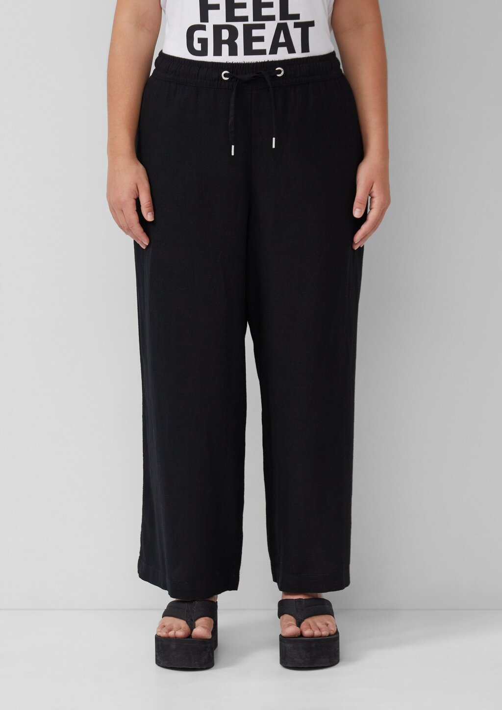 Wide Leg-Hose aus Leinenmix