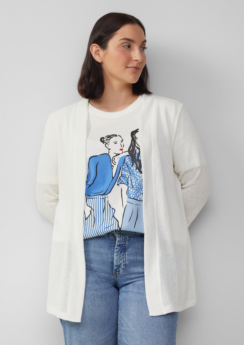 Cardigan aus Bouclégarn mit 3/4-Ärmeln