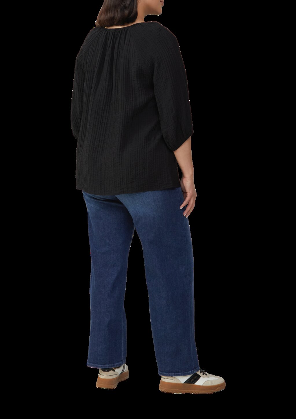 Strukturierte Relaxed-Fit-Bluse mit Raffungen und Raglanärmeln