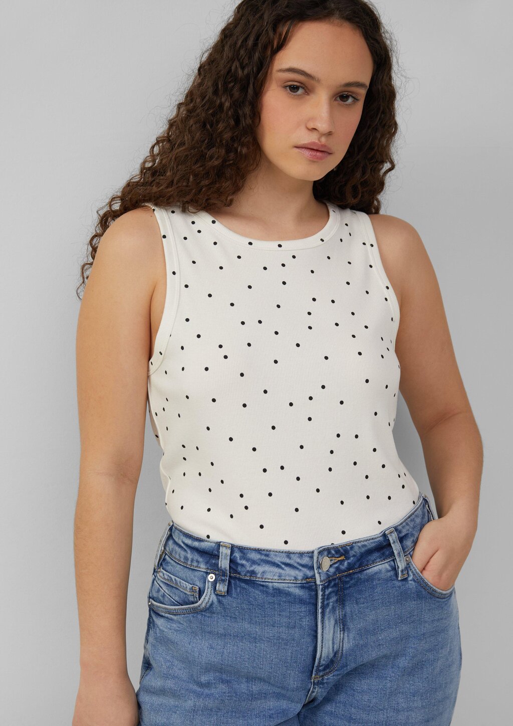 Geripptes Tanktop mit All-over-Print