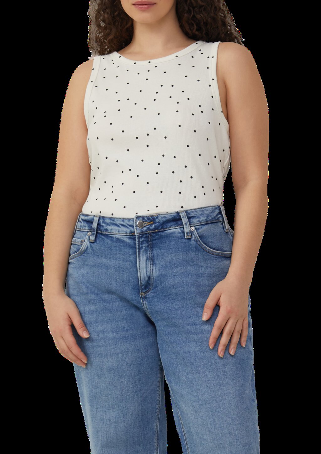 Geripptes Tanktop mit All-over-Print