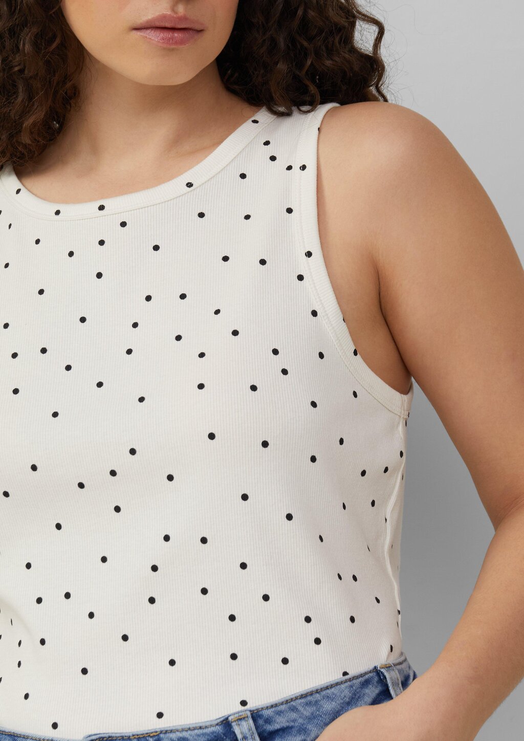Geripptes Tanktop mit All-over-Print