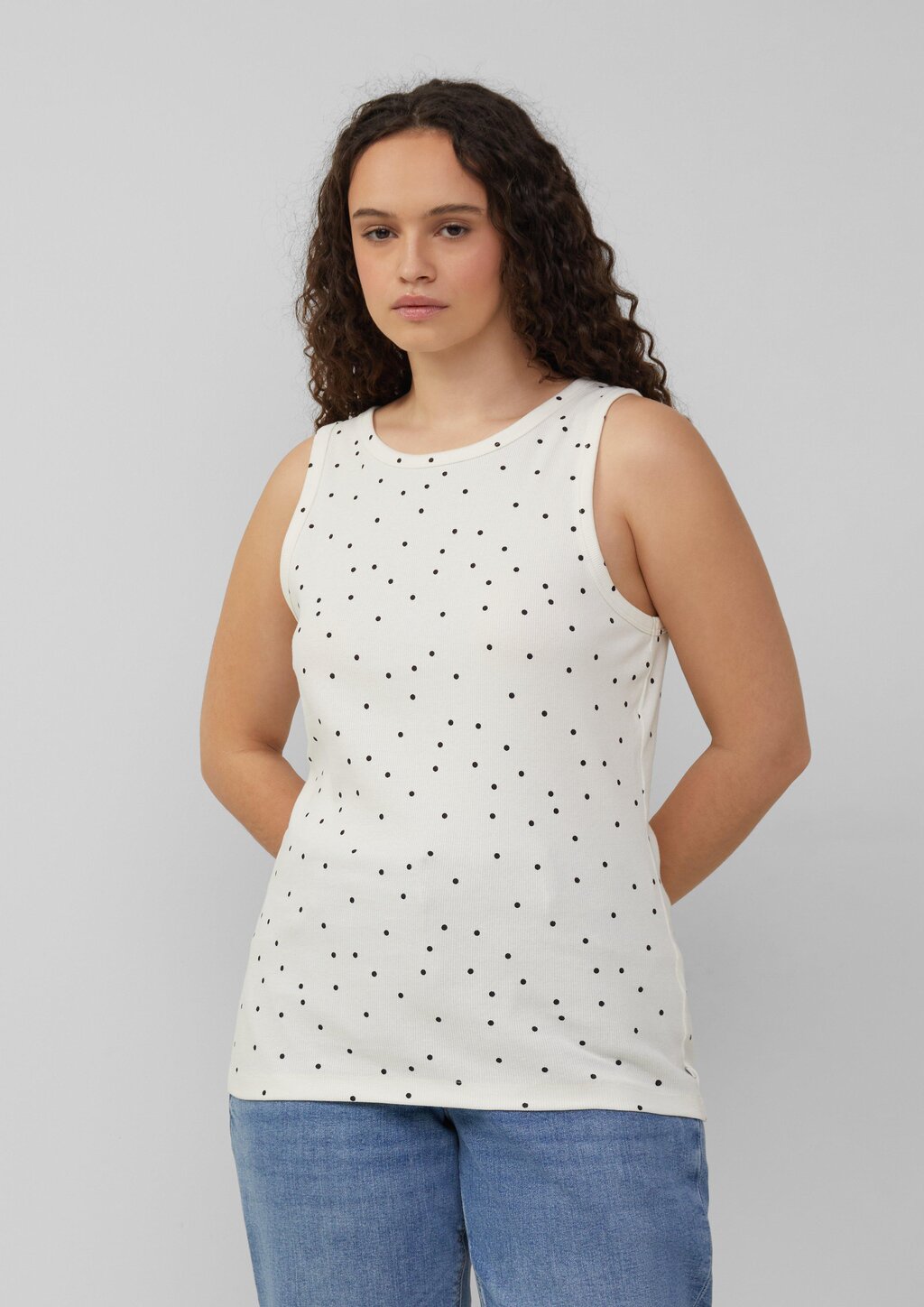 Geripptes Tanktop mit All-over-Print