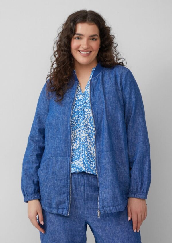 Leinenmix-Blouson mit Raffungen