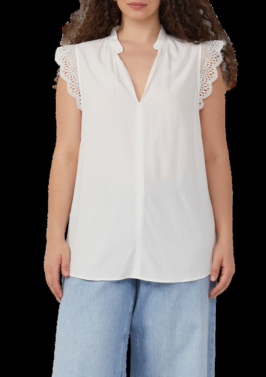 Blusentop mit Spitzendetail