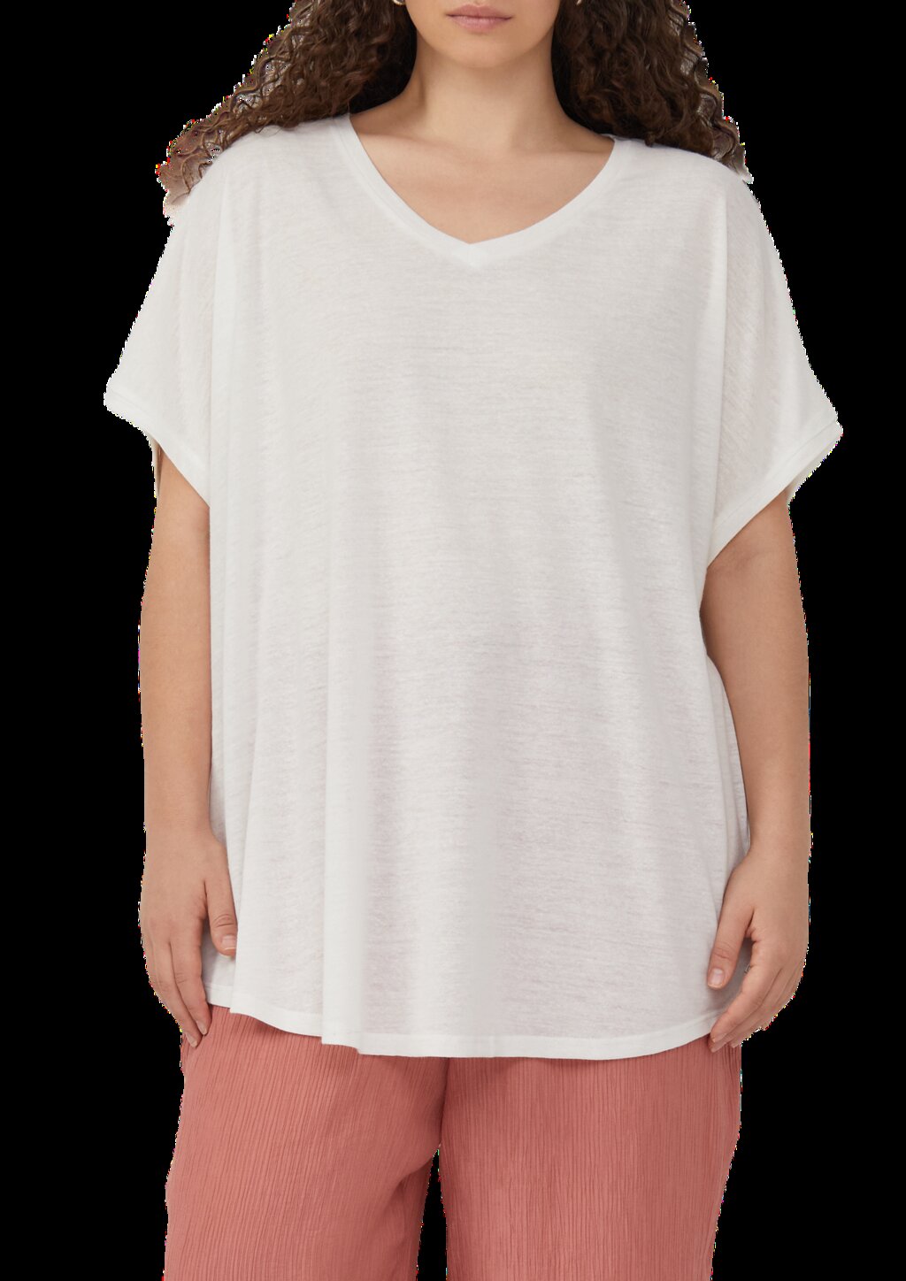 Locker geschnittenes T-Shirt aus Leinenmix